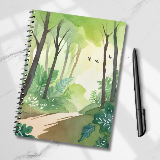 Blühender grüner Wald | Natur-Aquarell Notizblock