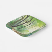 Blühender grüner Wald | Natur-Aquarell Pappteller (Gewinkelt)