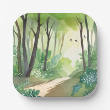 Blühender grüner Wald | Natur-Aquarell