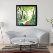 Blühender grüner Wald | Natur Aquarell Poster