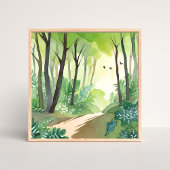 Blühender grüner Wald | Natur Aquarell Poster