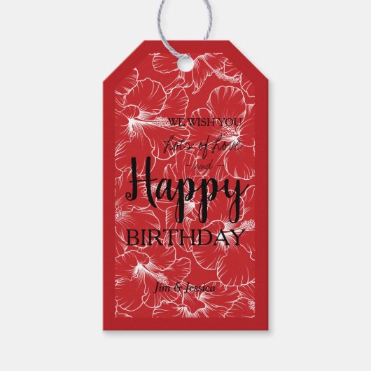 Blühender Hibiskus Blumenhaut Rot Geschenkanhänger (Vorderseite)