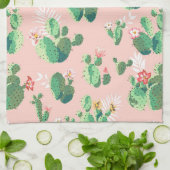 Blühender Kaktus auf rosa Hintergrund-Küche Geschirrtuch (Gefaltet)