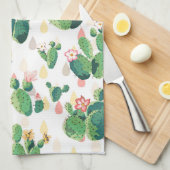 Blühender Kaktus auf weißem Hintergrund Geschirrtuch (Viertel Falte)