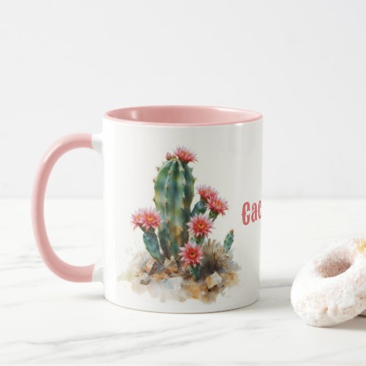 Blühender Kaktus Tasse (Mit Donut)