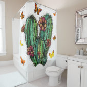 Blühender Kaktus- und Schmetterlingsduschvorhang Duschvorhang (Beispiel)