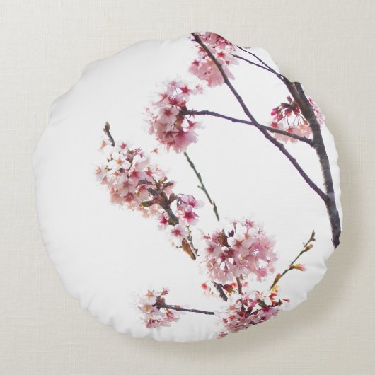 Blühender Kirschbaum Rundes Kissen (Rückseite)