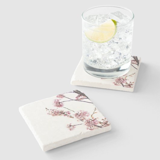 Blühender Kirschbaum Steinuntersetzer (Seitenansicht)