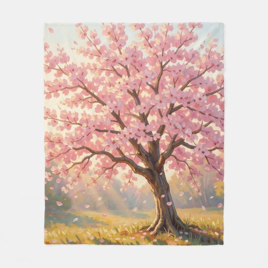 Blühender Kirschblütenbaum Frühling Fleecedecke (Vorderseite)