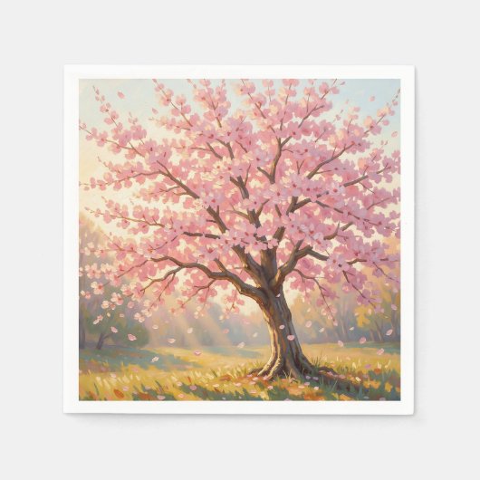 Blühender Kirschblütenbaum Frühling Serviette (Vorderseite)