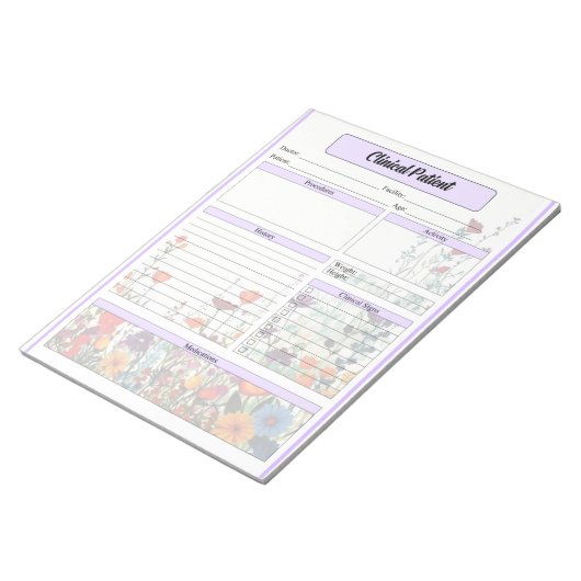 Blühender Lila Garten_ Klinischer Patient Notizblock (angewinkelt)