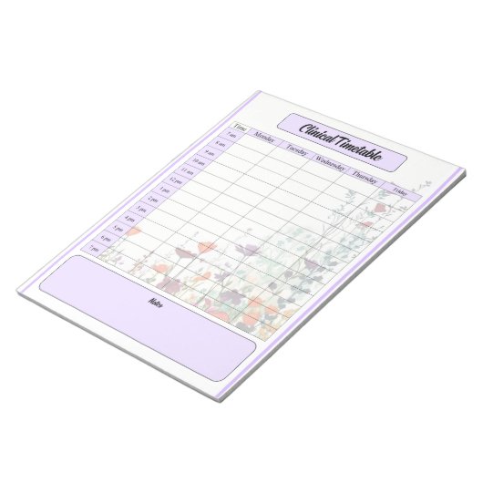 Blühender Lila Garten - klinischer Zeitplan Notizblock (angewinkelt)