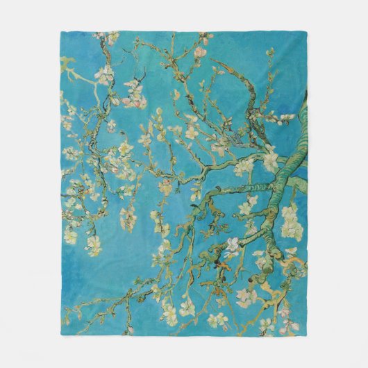 Blühender Mandelbaum durch Van Gogh Fleecedecke (Vorderseite)