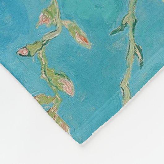 Blühender Mandelbaum durch Van Gogh Fleecedecke (Ecke)