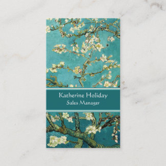 Blühender Mandelbaum Vintage-Blumen Van Gogh Bus Visitenkarte