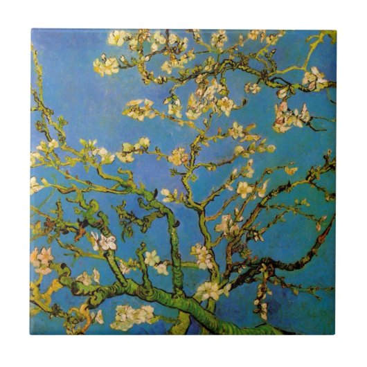 Blühender Mandelbaum von Vincent van Gogh Fliese (Vorderseite)