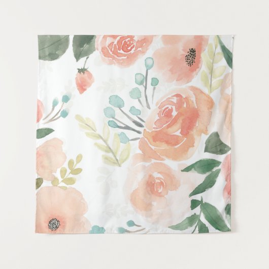 Blühender Pastellpfirsich der Freuden-| Wandteppich (Vorderseite (Horizontal))