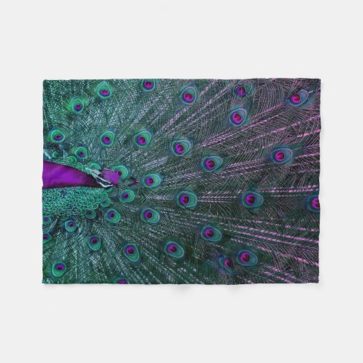 BLÜHENDER PFAU FLEECEDECKE (Vorderseite (Horizontal))