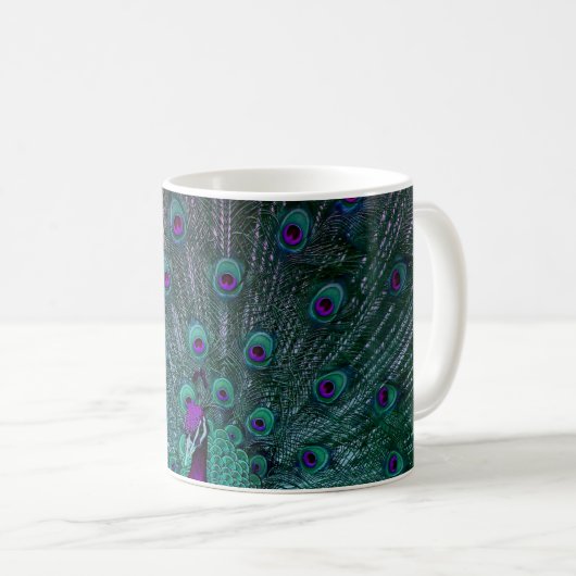 BLÜHENDER PFAU KAFFEETASSE (VorderseiteRechts)
