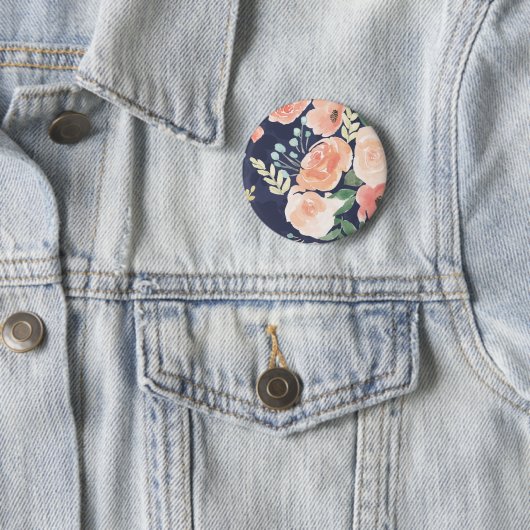 Blühender Pfirsich der Freuden-| u. blaue Rosen u. Button (Beispiel)