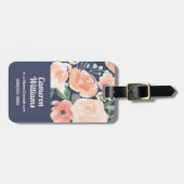 Blühender Pfirsich der Freuden-| u. blaue Rosen u. Gepäckanhänger (Vorderseite horizontal)