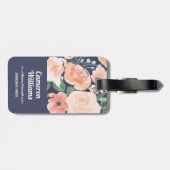 Blühender Pfirsich der Freuden-| u. blaue Rosen u. Gepäckanhänger (Rückseite horizontal)