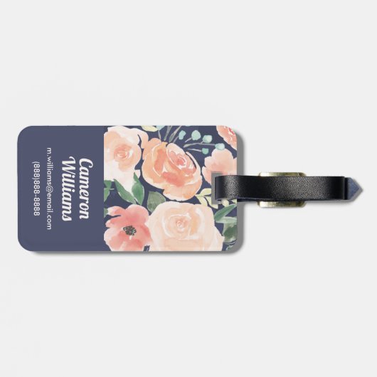 Blühender Pfirsich der Freuden-| u. blaue Rosen u. Gepäckanhänger (Rückseite horizontal)