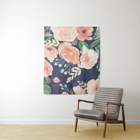 Blühender Pfirsich der Freuden-| u. blaue Rosen u. Wandteppich (Beispiel)