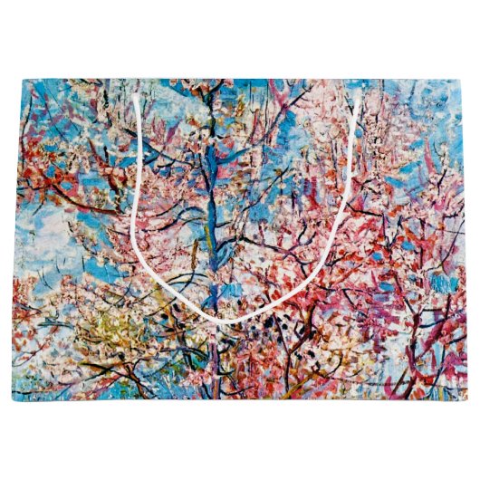 Blühender Pfirsichbaum, Van Gogh große Geschenktas Geschenktüte (Vorderseite)