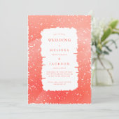 Blühender Rahmen Hochzeitseinladung Coral Pink Einladung (Stehend Vorderseite)