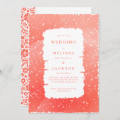 Blühender Rahmen Hochzeitseinladung Coral Pink Einladung (Vorne/Hinten)