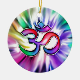 Blühender Regenbogen Lotus OM Keramikornament