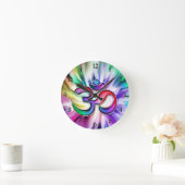 Blühender Regenbogen Lotus OM Runde Wanduhr (Zuhause)