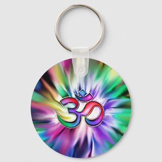 Blühender Regenbogen Lotus OM Schlüsselanhänger (Vorderseite)