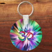 Blühender Regenbogen Lotus OM Schlüsselanhänger (Vorderseite)