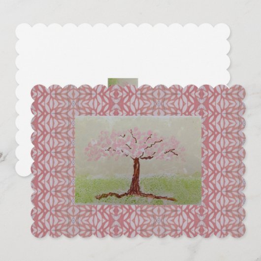 Blühender rosa Baum Einladung (Vorne/Hinten)