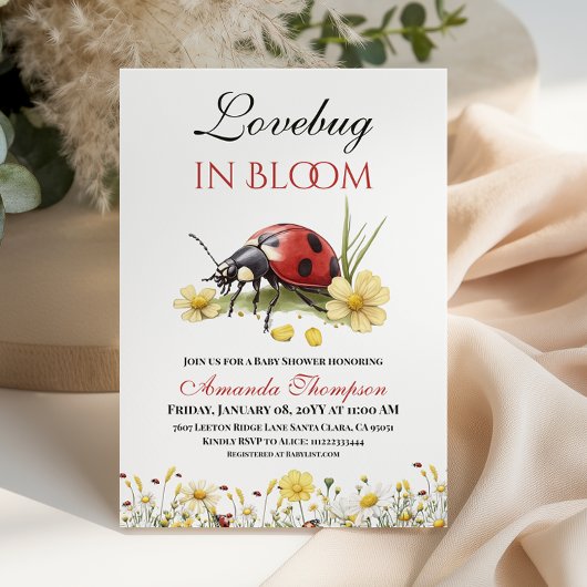 Blühender roter Lovebug im Blumen-Garten - Babysho Einladung