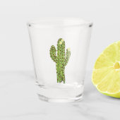Blühender Saguaro-Kaktus Schnapsglas (Vorderseite)