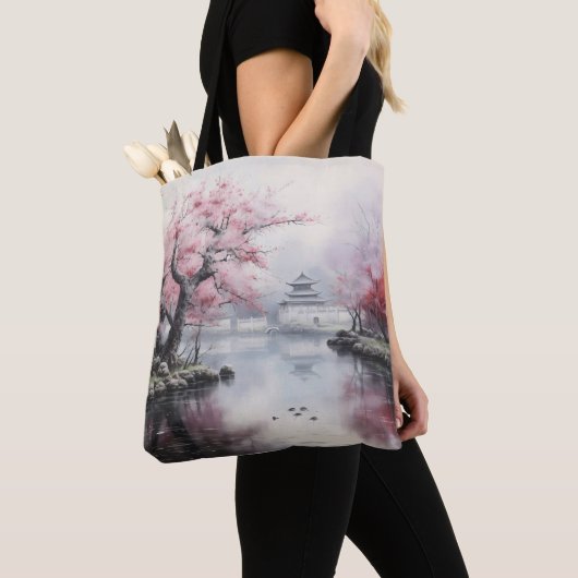 Blühender Sakura Garten Traditioneller Garten Tasche (Von Nahem)