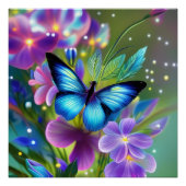 Blühender Schmetterling in Fairy Garden Poster (Vorderseite)