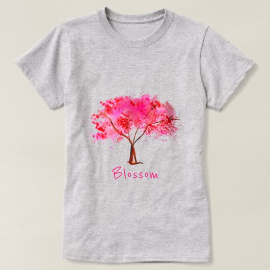 Blühender Slogan mit rosa Kirschblütenbaum T-Shirt (Design vorne)