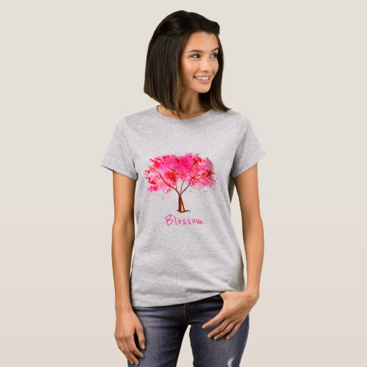 Blühender Slogan mit rosa Kirschblütenbaum T-Shirt (Vorne ganz)