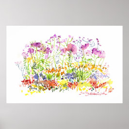 Blühender Sommergarten - Handgemalte Wasserfarbe Poster