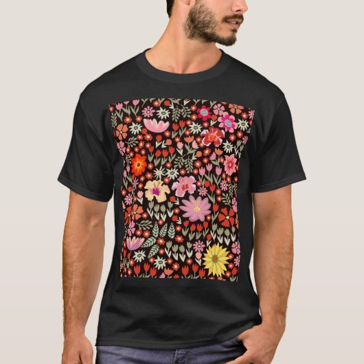 Blühender Teppich: Blühender Vintag Nahtlos. T-Shirt (Vorderseite)