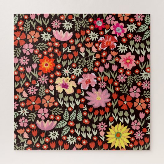 Blühender Teppich: Blumen Vintage nahtlos. Puzzle (Vertikal)