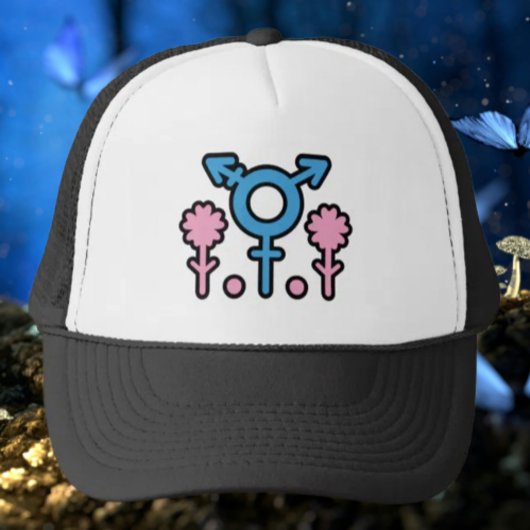 Blühender Trans Pride Symbol Trucker Hat Truckerkappe
