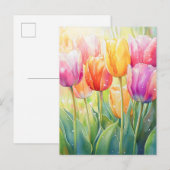 Blühender Wasserfarbener Frühlingsgarten Ankündigungspostkarte (Vorne/Hinten)