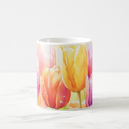 Blühender Wasserfarbener Frühlingsgarten Kaffeetasse (Mittel)