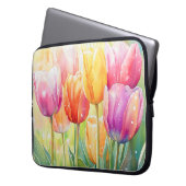 Blühender Wasserfarbener Frühlingsgarten Laptopschutzhülle (Vorderseite Links)