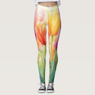 Blühender Wasserfarbener Frühlingsgarten Leggings